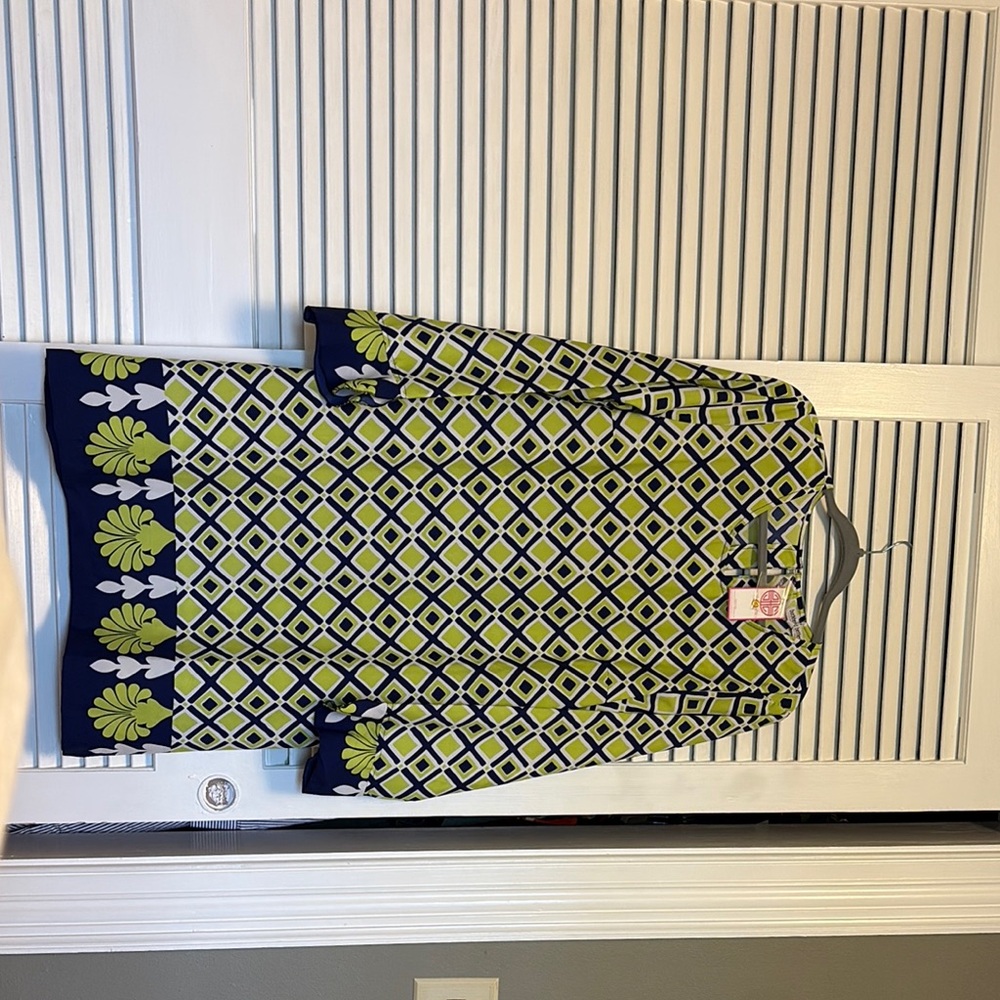 Geometric Patterned Dress with Floral Accents